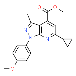 ChemSpider 2D Image | methyl 6-cyclopropyl-1-(4-methoxyphenyl)-3-methylpyrazolo[3,4-b]pyridine-4-carboxylate | C19H19N3O3