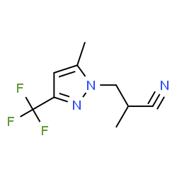 ChemSpider 2D Image | 2-methyl-3-[5-methyl-3-(trifluoromethyl)pyrazol-1-yl]propanenitrile | C9H10F3N3
