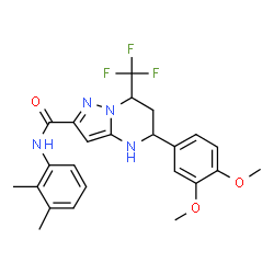 ChemSpider 2D Image | 5-(3,4-Dimethoxyphenyl)-N-(2,3-dimethylphenyl)-7-(trifluoromethyl)-4,5,6,7-tetrahydropyrazolo[1,5-a]pyrimidine-2-carboxamide | C24H25F3N4O3