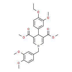 ChemSpider 2D Image | Dimethyl 1-(3,4-dimethoxybenzyl)-4-(4-ethoxy-3-methoxyphenyl)-1,4-dihydro-3,5-pyridinedicarboxylate | C27H31NO8