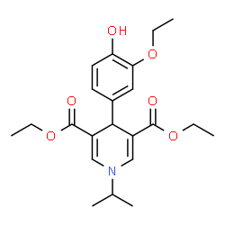 ChemSpider 2D Image | Diethyl 4-(3-ethoxy-4-hydroxyphenyl)-1-isopropyl-1,4-dihydro-3,5-pyridinedicarboxylate | C22H29NO6