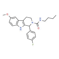 ChemSpider 2D Image | N-Butyl-1-(4-fluorophenyl)-6-methoxy-1,3,4,9-tetrahydro-2H-beta-carboline-2-carboxamide | C23H26FN3O2