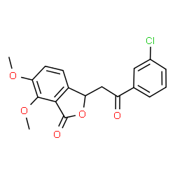 ChemSpider 2D Image | 3-[2-(3-Chlorophenyl)-2-oxoethyl]-6,7-dimethoxy-2-benzofuran-1(3H)-one | C18H15ClO5