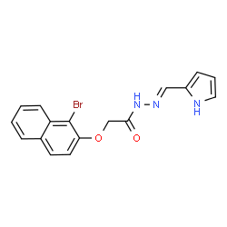 ChemSpider 2D Image | 2-[(1-Bromo-2-naphthyl)oxy]-N'-[(E)-1H-pyrrol-2-ylmethylene]acetohydrazide | C17H14BrN3O2