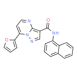 ChemSpider 2D Image | 7-(2-Furyl)-N-(1-naphthyl)pyrazolo[1,5-a]pyrimidine-3-carboxamide | C21H14N4O2