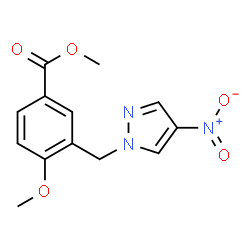 ChemSpider 2D Image | methyl 4-methoxy-3-[(4-nitropyrazol-1-yl)methyl]benzoate | C13H13N3O5