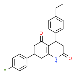 ChemSpider 2D Image | 4-(4-Ethylphenyl)-7-(4-fluorophenyl)-4,6,7,8-tetrahydro-2,5(1H,3H)-quinolinedione | C23H22FNO2