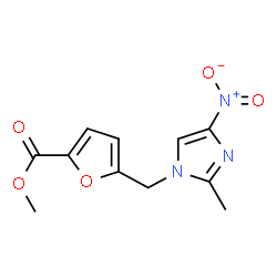 ChemSpider 2D Image | Methyl 5-[(2-methyl-4-nitro-1H-imidazol-1-yl)methyl]-2-furoate | C11H11N3O5