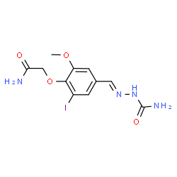 ChemSpider 2D Image | 2-(4-{(E)-[(aminocarbonyl)hydrazono]methyl}-2-iodo-6-methoxyphenoxy)acetamide | C11H13IN4O4