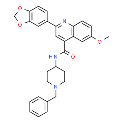 ChemSpider 2D Image | 2-(1,3-Benzodioxol-5-yl)-N-(1-benzyl-4-piperidinyl)-6-methoxy-4-quinolinecarboxamide | C30H29N3O4