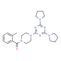 ChemSpider 2D Image | {4-[4,6-Di(1-pyrrolidinyl)-1,3,5-triazin-2-yl]-1-piperazinyl}(2-methylphenyl)methanone | C23H31N7O