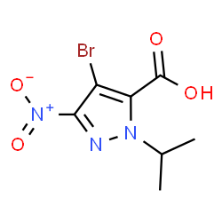 ChemSpider 2D Image | 4-Bromo-1-isopropyl-3-nitro-1H-pyrazole-5-carboxylic acid | C7H8BrN3O4