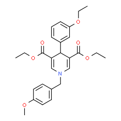 ChemSpider 2D Image | Diethyl 4-(3-ethoxyphenyl)-1-(4-methoxybenzyl)-1,4-dihydro-3,5-pyridinedicarboxylate | C27H31NO6