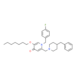 ChemSpider 2D Image | 2-[(4-Benzyl-1-piperidinyl)methyl]-1-(4-fluorobenzyl)-5-(heptyloxy)-4(1H)-pyridinone | C32H41FN2O2