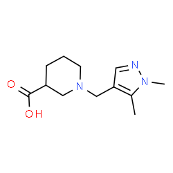 ChemSpider 2D Image | 1-[(1,5-dimethylpyrazol-4-yl)methyl]piperidine-3-carboxylic acid | C12H19N3O2