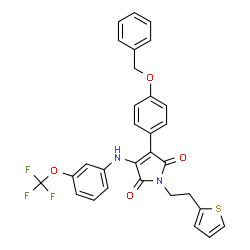 ChemSpider 2D Image | 3-[4-(Benzyloxy)phenyl]-1-[2-(2-thienyl)ethyl]-4-{[3-(trifluoromethoxy)phenyl]amino}-1H-pyrrole-2,5-dione | C30H23F3N2O4S