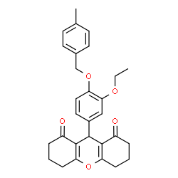 ChemSpider 2D Image | 9-{3-Ethoxy-4-[(4-methylbenzyl)oxy]phenyl}-3,4,5,6,7,9-hexahydro-1H-xanthene-1,8(2H)-dione | C29H30O5