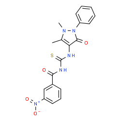 ChemSpider 2D Image | N-[(1,5-Dimethyl-3-oxo-2-phenyl-2,3-dihydro-1H-pyrazol-4-yl)carbamothioyl]-3-nitrobenzamide | C19H17N5O4S