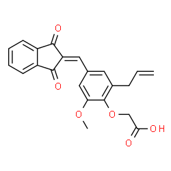ChemSpider 2D Image | {2-Allyl-4-[(1,3-dioxo-1,3-dihydro-2H-inden-2-ylidene)methyl]-6-methoxyphenoxy}acetic acid | C22H18O6
