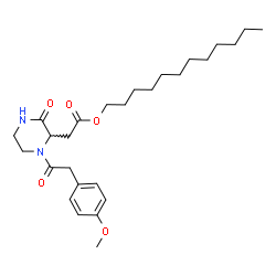 ChemSpider 2D Image | Dodecyl {1-[(4-methoxyphenyl)acetyl]-3-oxo-2-piperazinyl}acetate | C27H42N2O5