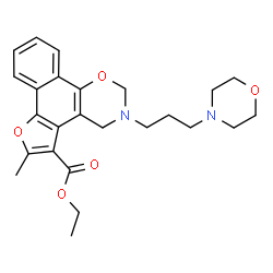 ChemSpider 2D Image | Ethyl 6-methyl-3-[3-(4-morpholinyl)propyl]-3,4-dihydro-2H-furo[3',2':3,4]naphtho[2,1-e][1,3]oxazine-5-carboxylate | C25H30N2O5
