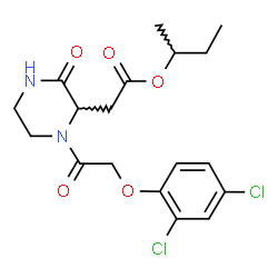 ChemSpider 2D Image | sec-Butyl {1-[(2,4-dichlorophenoxy)acetyl]-3-oxo-2-piperazinyl}acetate | C18H22Cl2N2O5