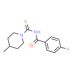 ChemSpider 2D Image | 4-Fluoro-N-[(4-methylpiperidin-1-yl)carbothioyl]benzamide | C14H17FN2OS