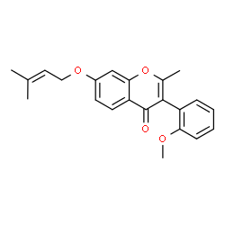 ChemSpider 2D Image | 3-(2-Methoxyphenyl)-2-methyl-7-[(3-methyl-2-buten-1-yl)oxy]-4H-chromen-4-one | C22H22O4