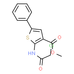 ChemSpider 2D Image | methyl 2-(2-chloroacetamido)-5-phenylthiophene-3-carboxylate | C14H12ClNO3S