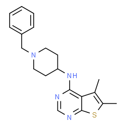 ChemSpider 2D Image | N-(1-Benzyl-4-piperidinyl)-5,6-dimethylthieno[2,3-d]pyrimidin-4-amine | C20H24N4S