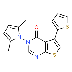 ChemSpider 2D Image | 3-(2,5-Dimethyl-1H-pyrrol-1-yl)-5-(2-thienyl)thieno[2,3-d]pyrimidin-4(3H)-one | C16H13N3OS2