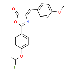 ChemSpider 2D Image | (4Z)-2-[4-(Difluoromethoxy)phenyl]-4-(4-methoxybenzylidene)-1,3-oxazol-5(4H)-one | C18H13F2NO4