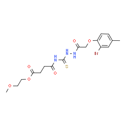 ChemSpider 2D Image | 2-Methoxyethyl 4-[({2-[(2-bromo-4-methylphenoxy)acetyl]hydrazino}carbonothioyl)amino]-4-oxobutanoate | C17H22BrN3O6S