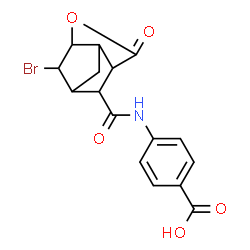 ChemSpider 2D Image | 4-{[(2-Bromo-5-oxo-4-oxatricyclo[4.2.1.0~3,7~]non-9-yl)carbonyl]amino}benzoic acid | C16H14BrNO5