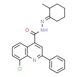 ChemSpider 2D Image | 8-Chloro-N'-[(1E)-2-methylcyclohexylidene]-2-phenyl-4-quinolinecarbohydrazide | C23H22ClN3O