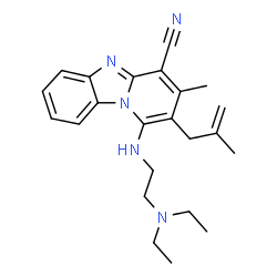 ChemSpider 2D Image | 1-{[2-(Diethylamino)ethyl]amino}-3-methyl-2-(2-methyl-2-propen-1-yl)pyrido[1,2-a]benzimidazole-4-carbonitrile | C23H29N5