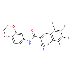ChemSpider 2D Image | (2E)-2-Cyano-N-(2,3-dihydro-1,4-benzodioxin-6-yl)-3-(pentafluorophenyl)acrylamide | C18H9F5N2O3