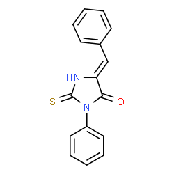 ChemSpider 2D Image | 5-Benzylidene-3-phenyl-2-thioxo-imidazolidin-4-one | C16H12N2OS