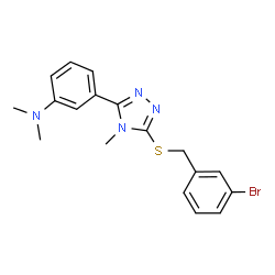 ChemSpider 2D Image | 3-{5-[(3-Bromobenzyl)sulfanyl]-4-methyl-4H-1,2,4-triazol-3-yl}-N,N-dimethylaniline | C18H19BrN4S