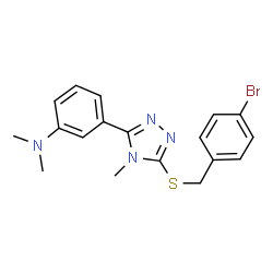 ChemSpider 2D Image | 3-{5-[(4-Bromobenzyl)sulfanyl]-4-methyl-4H-1,2,4-triazol-3-yl}-N,N-dimethylaniline | C18H19BrN4S