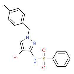 ChemSpider 2D Image | N-[4-Bromo-1-(4-methylbenzyl)-1H-pyrazol-3-yl]benzenesulfonamide | C17H16BrN3O2S