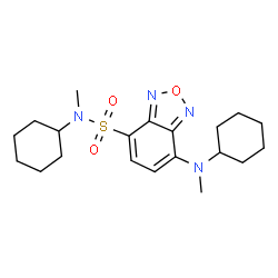 ChemSpider 2D Image | N-Cyclohexyl-7-[cyclohexyl(methyl)amino]-N-methyl-2,1,3-benzoxadiazole-4-sulfonamide | C20H30N4O3S