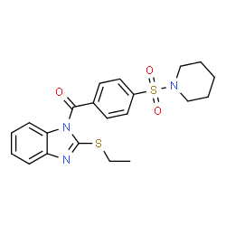 ChemSpider 2D Image | [2-(Ethylsulfanyl)-1H-benzimidazol-1-yl][4-(1-piperidinylsulfonyl)phenyl]methanone | C21H23N3O3S2