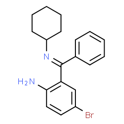 ChemSpider 2D Image | 4-Bromo-2-[(E)-(cyclohexylimino)(phenyl)methyl]aniline | C19H21BrN2