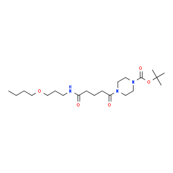 ChemSpider 2D Image | 2-Methyl-2-propanyl 4-{5-[(3-butoxypropyl)amino]-5-oxopentanoyl}-1-piperazinecarboxylate | C21H39N3O5