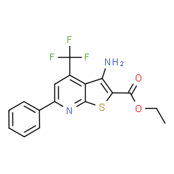 ChemSpider 2D Image | ETHYL 3-AMINO-6-PHENYL-4-(TRIFLUOROMETHYL)THIENO(2,3-B)PYRIDINE-2-CARBOXYLATE | C17H13F3N2O2S