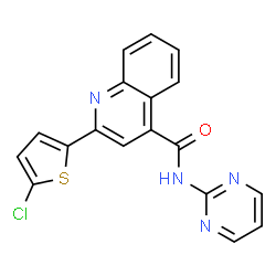 ChemSpider 2D Image | 2-(5-Chloro-2-thienyl)-N-(2-pyrimidinyl)-4-quinolinecarboxamide | C18H11ClN4OS