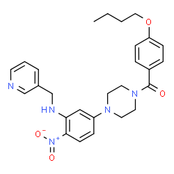 ChemSpider 2D Image | (4-Butoxyphenyl)(4-{4-nitro-3-[(3-pyridinylmethyl)amino]phenyl}-1-piperazinyl)methanone | C27H31N5O4