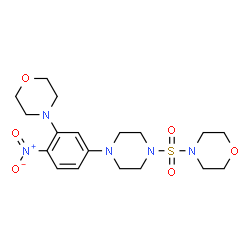 ChemSpider 2D Image | 4-({4-[3-(4-Morpholinyl)-4-nitrophenyl]-1-piperazinyl}sulfonyl)morpholine | C18H27N5O6S