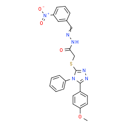 ChemSpider 2D Image | 2-{[5-(4-Methoxyphenyl)-4-phenyl-4H-1,2,4-triazol-3-yl]sulfanyl}-N'-(3-nitrobenzylidene)acetohydrazide | C24H20N6O4S